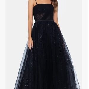 Betsy & Adam Glitter Mesh Gown